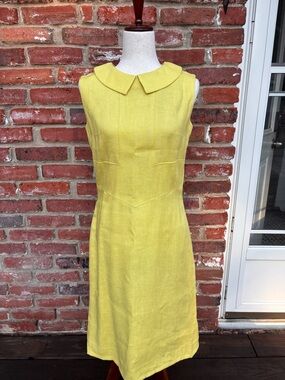 100% Pure Irish Linen Vintage Dress Chartreuse